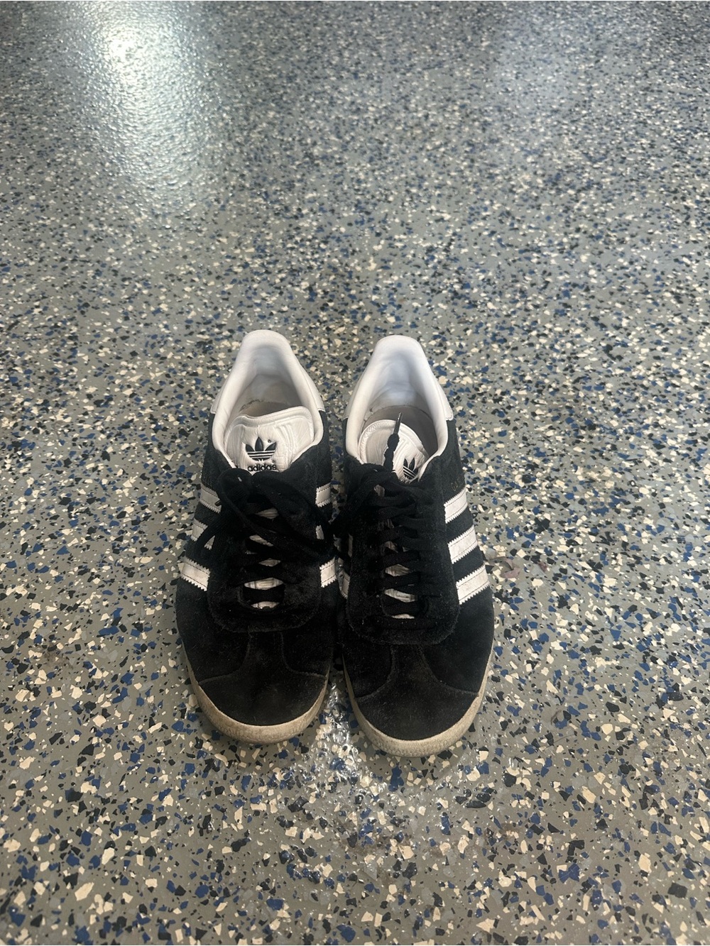 adidas gazelle Black and White Suede Sneakers- men 6 women 8